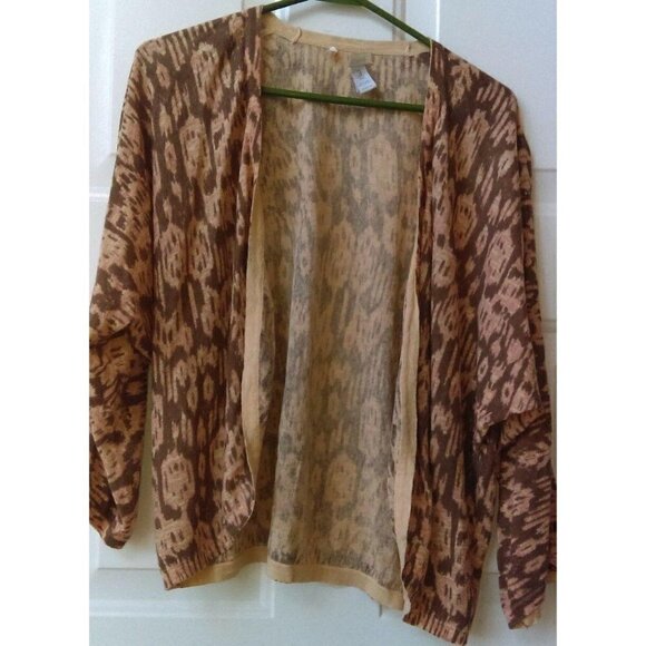 Chico's 3 (16-18) open front multi-color linen blend cropped sweater Office - Picture 1 of 3